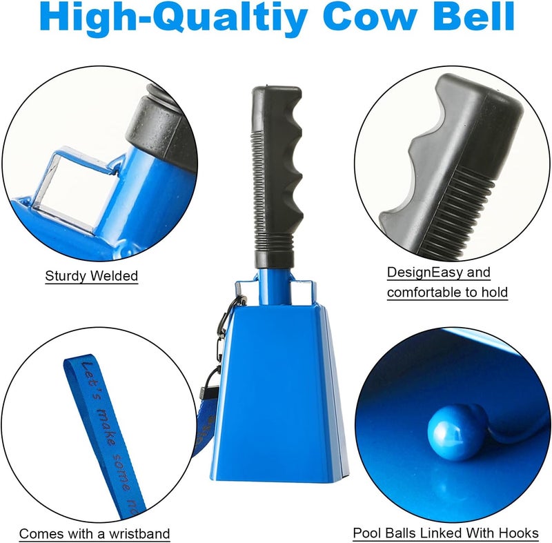 CHMI Cow Bells with Wrist Strap - Cowbell with Handle 2pcs, Customizable Cowbells for Sporting Events, for Football Games,Chimes, Percussion, Musical Instruments, Call Bell, Farm Ranch (blue) - Image 5